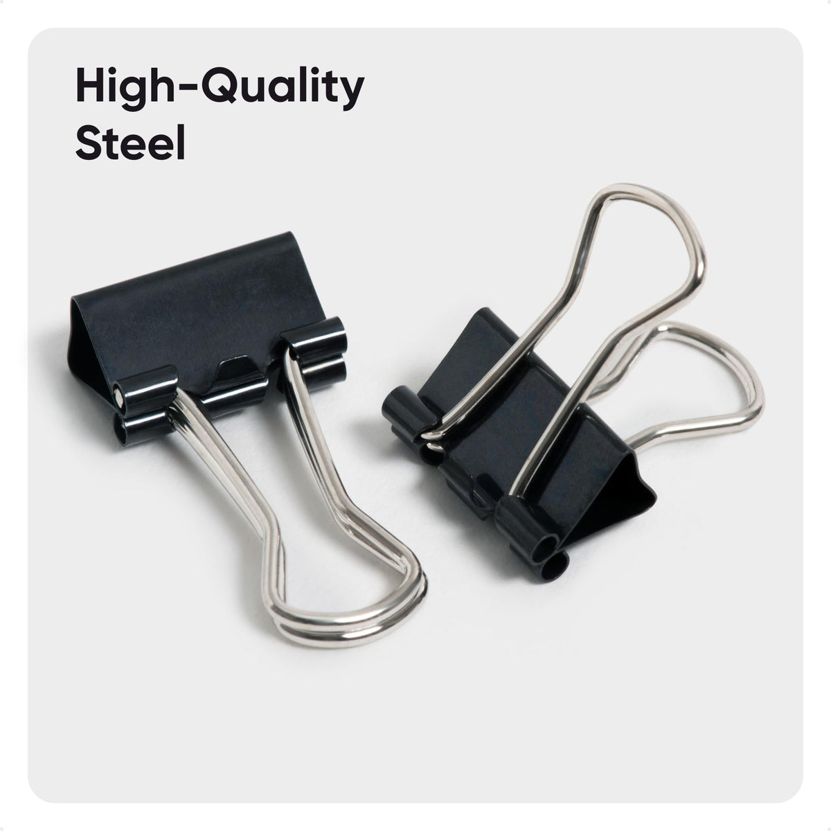 U Brands Binder Clips, 100-Count, 1/2 Inch, Small Paper Clamps, Black