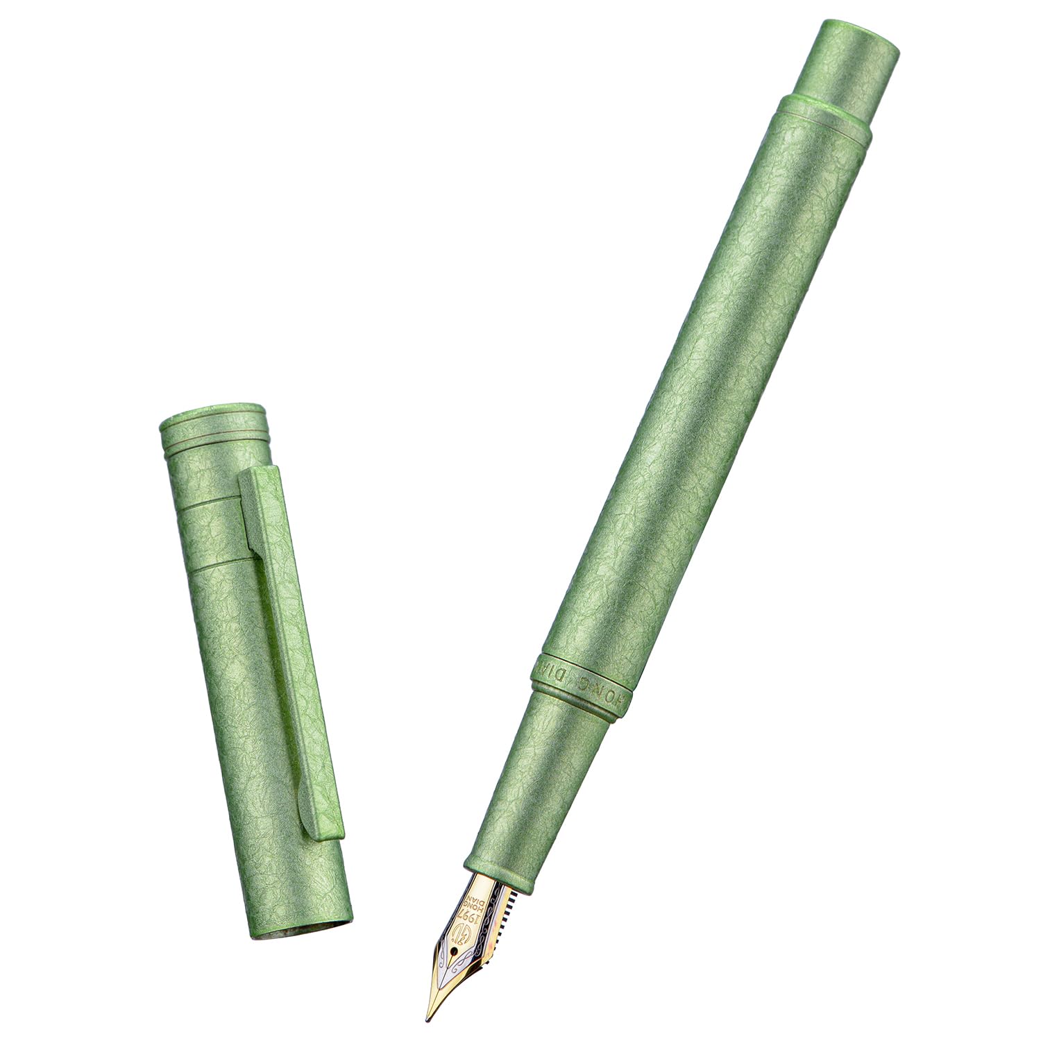 Hongdian 1851 Forest Fountain Pen Applegreen Ice Flowers, Fine Nib Classic Design with Converter