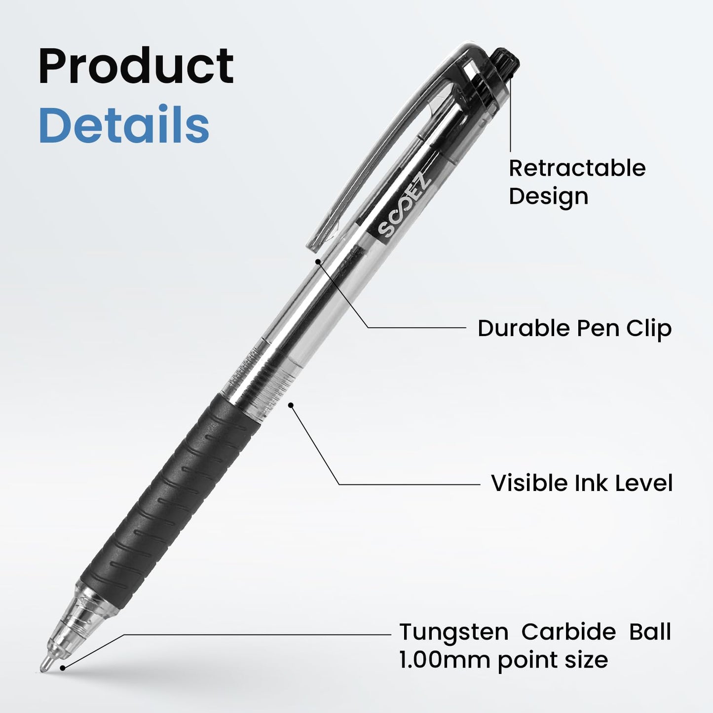 Sooez 60 Pack Bulk Pens Ballpoint, Smooth Writing Pens with Soft Grip