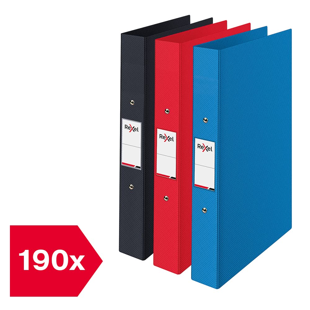 Rexel Choices Ring Binder Pack 3, A4, 25mm (Black, red, Blue)