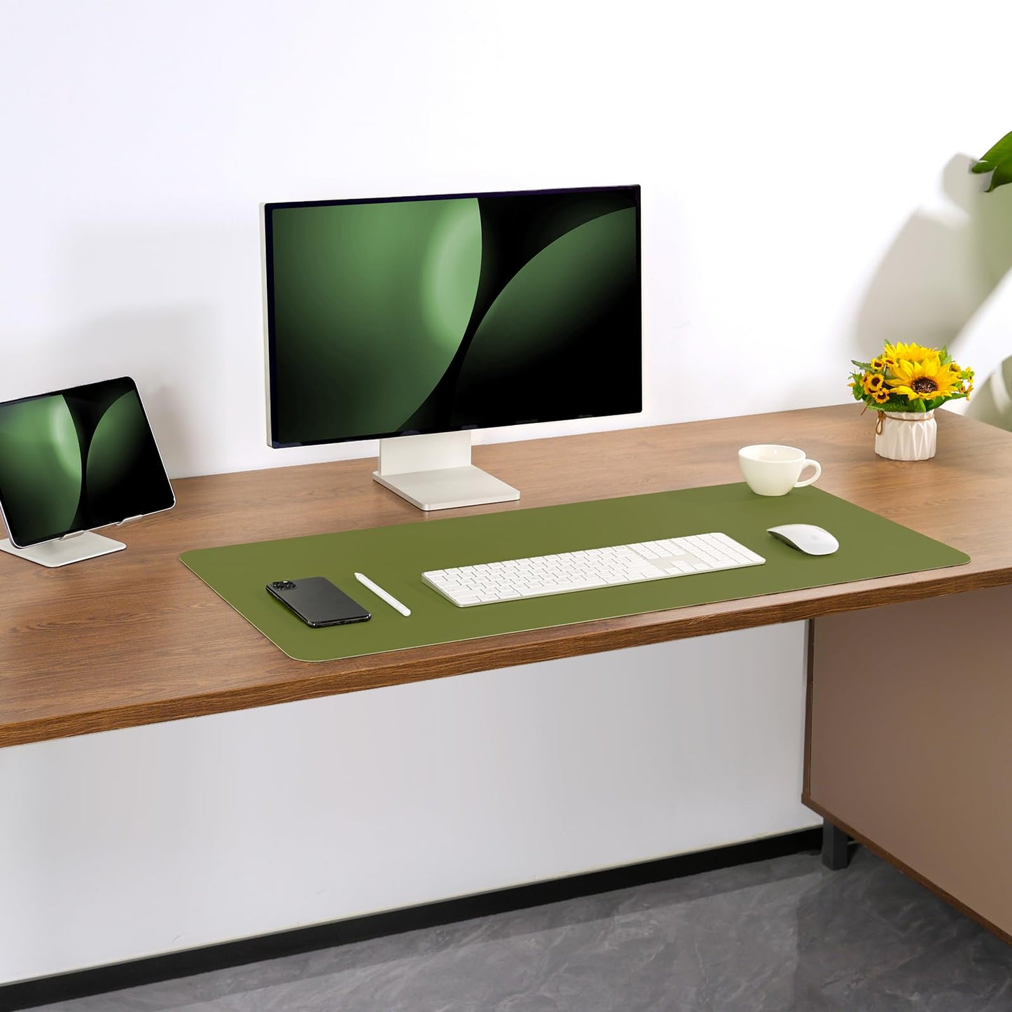 Jumdast Dual Sided Desk Pad Faux Leather Desk Mat Large Mouse Pad