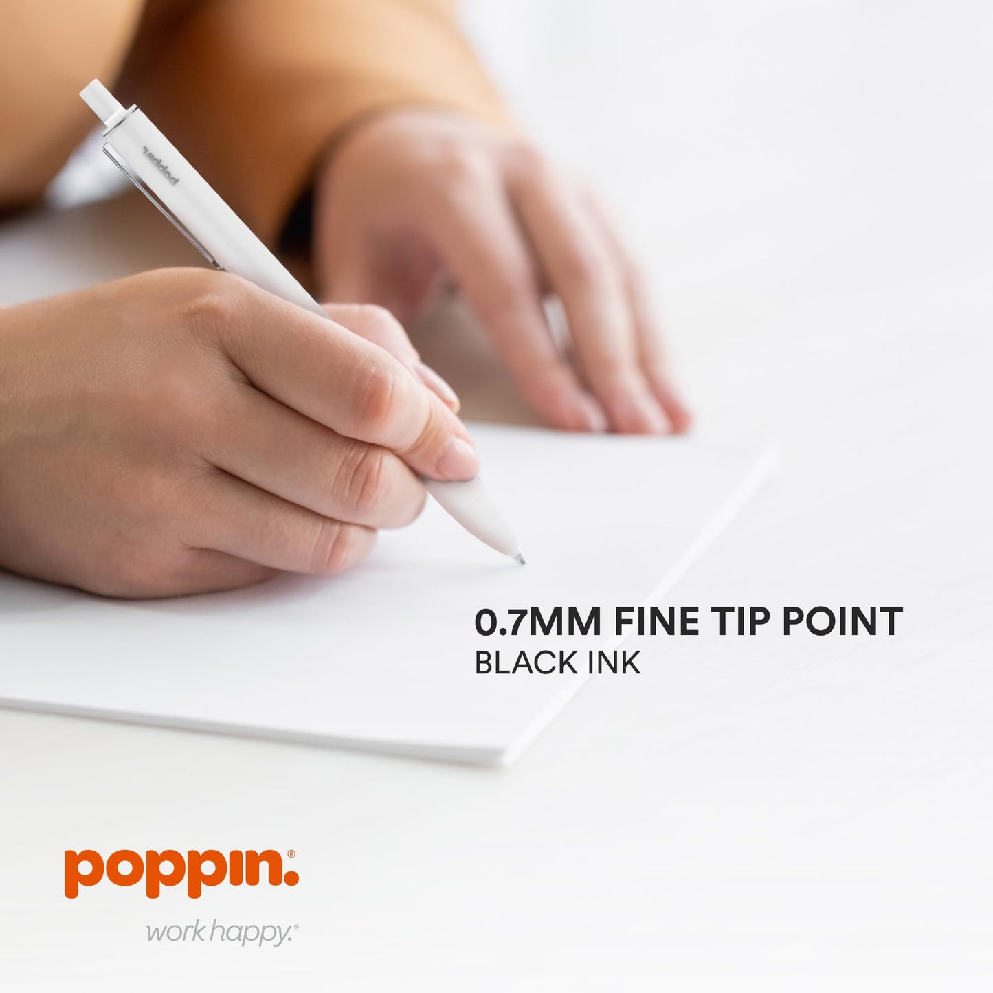 Poppin Stylish Retractable Gel Pens - Fine Point Pens with 0.7mm Tip, Smooth Writing Ink, Metal