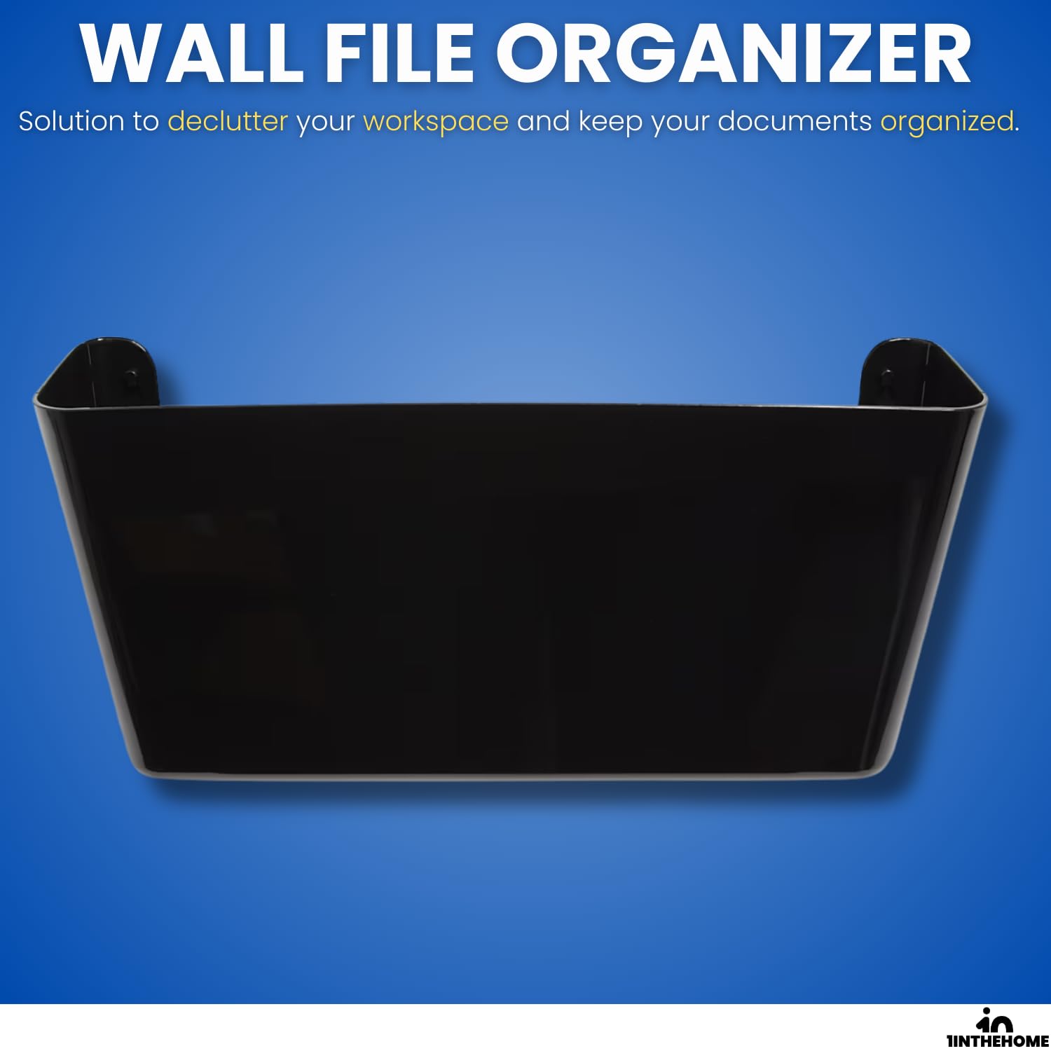 1InTheHome Single Pocket Black Wall File, Letter Size