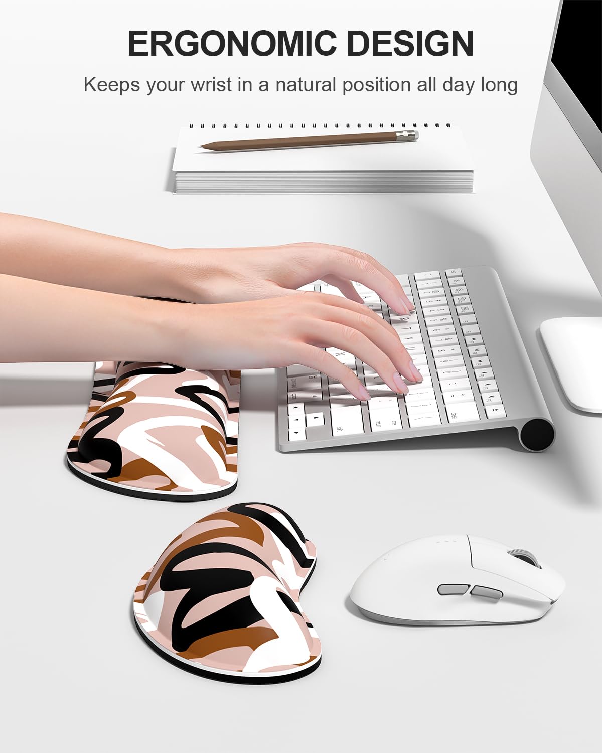 Auhoahsil Large Mouse Pad with Wrist Rests for Keyboard & Mouse, Thick Soft Ergonomic Memory Foam