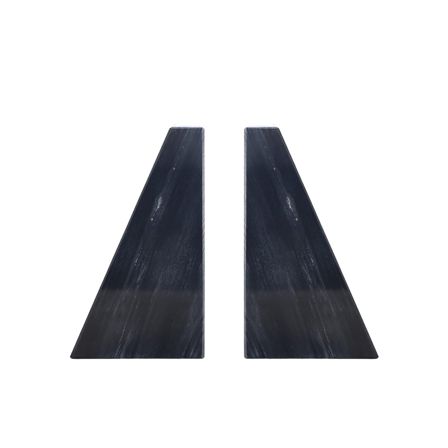 Fox Run 100% Natural Polished Marble Bookends, Black, Set of 2, Smaller Triangular