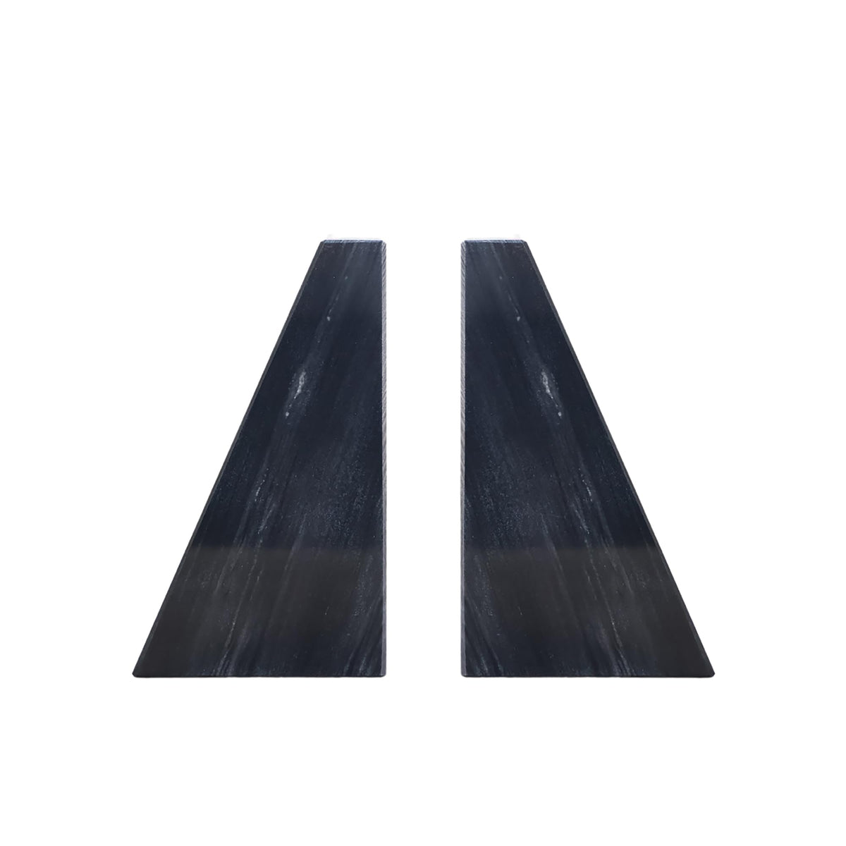 Fox Run 100% Natural Polished Marble Bookends, Black, Set of 2, Smaller Triangular