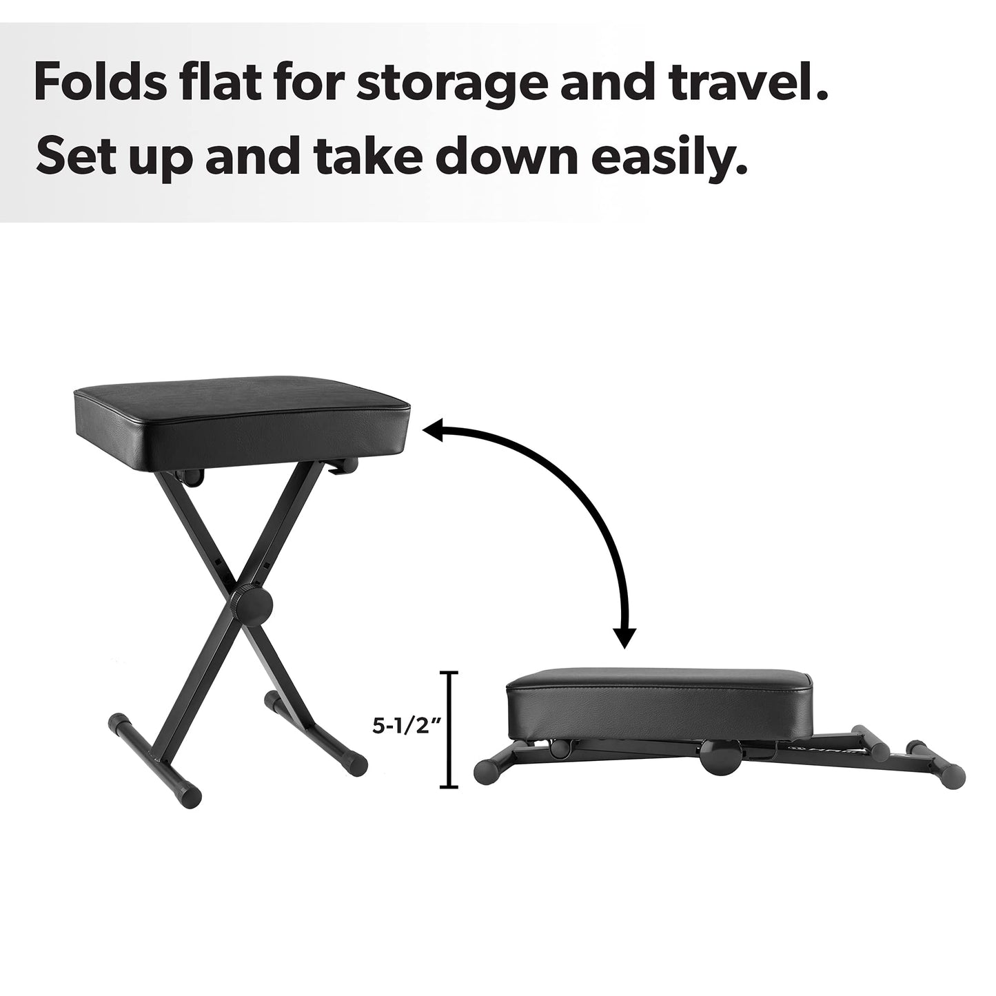 Hamzer Adjustable Padded Keyboard Bench, Heavy-Duty Foldable and Portable X-Style Stool Piano Seat