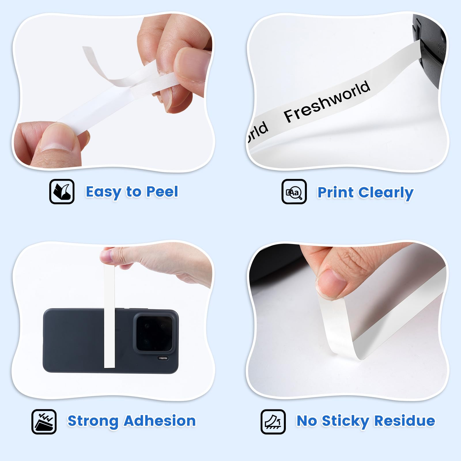 Freshworld 6X Replace for DYMO Label Maker Refills D1 3/8 Inch x 23Ft White