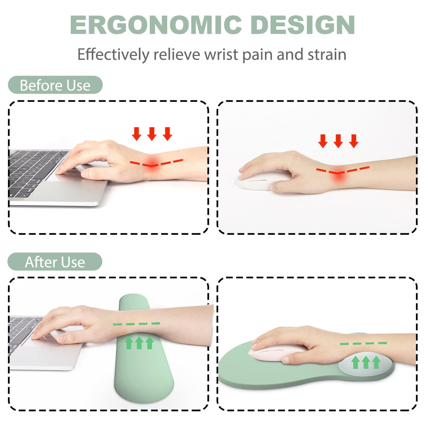 Ergonomic Mouse Pad with Wrist Rest and Keyboard Wrist Rest, Gel Mousepad