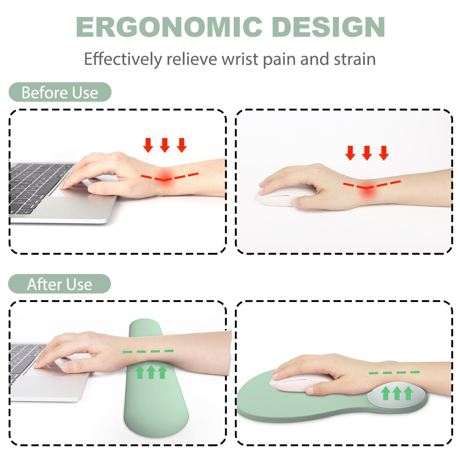Ergonomic Mouse Pad with Wrist Rest and Keyboard Wrist Rest, Gel Mousepad