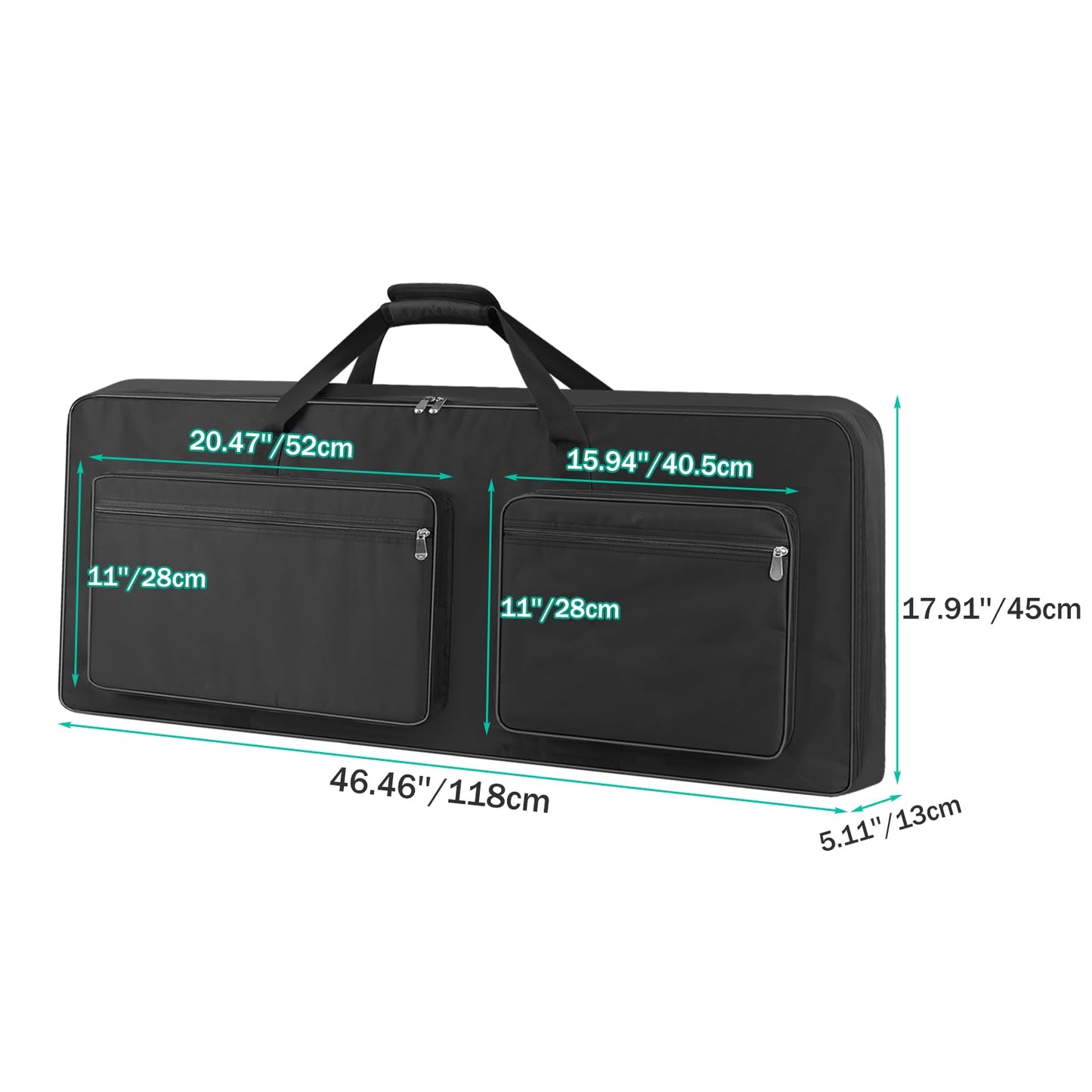 XIDIHF 76 Key Piano Keyboard Case Bag 46.46" x 5.11" x 17.91"，Portable Padded Keyboard Gig Bag with