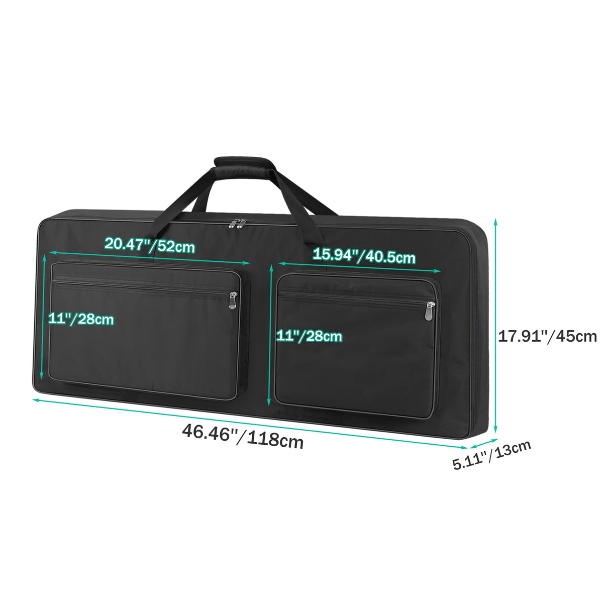 XIDIHF 76 Key Piano Keyboard Case Bag 46.46" x 5.11" x 17.91"，Portable Padded Keyboard Gig Bag with