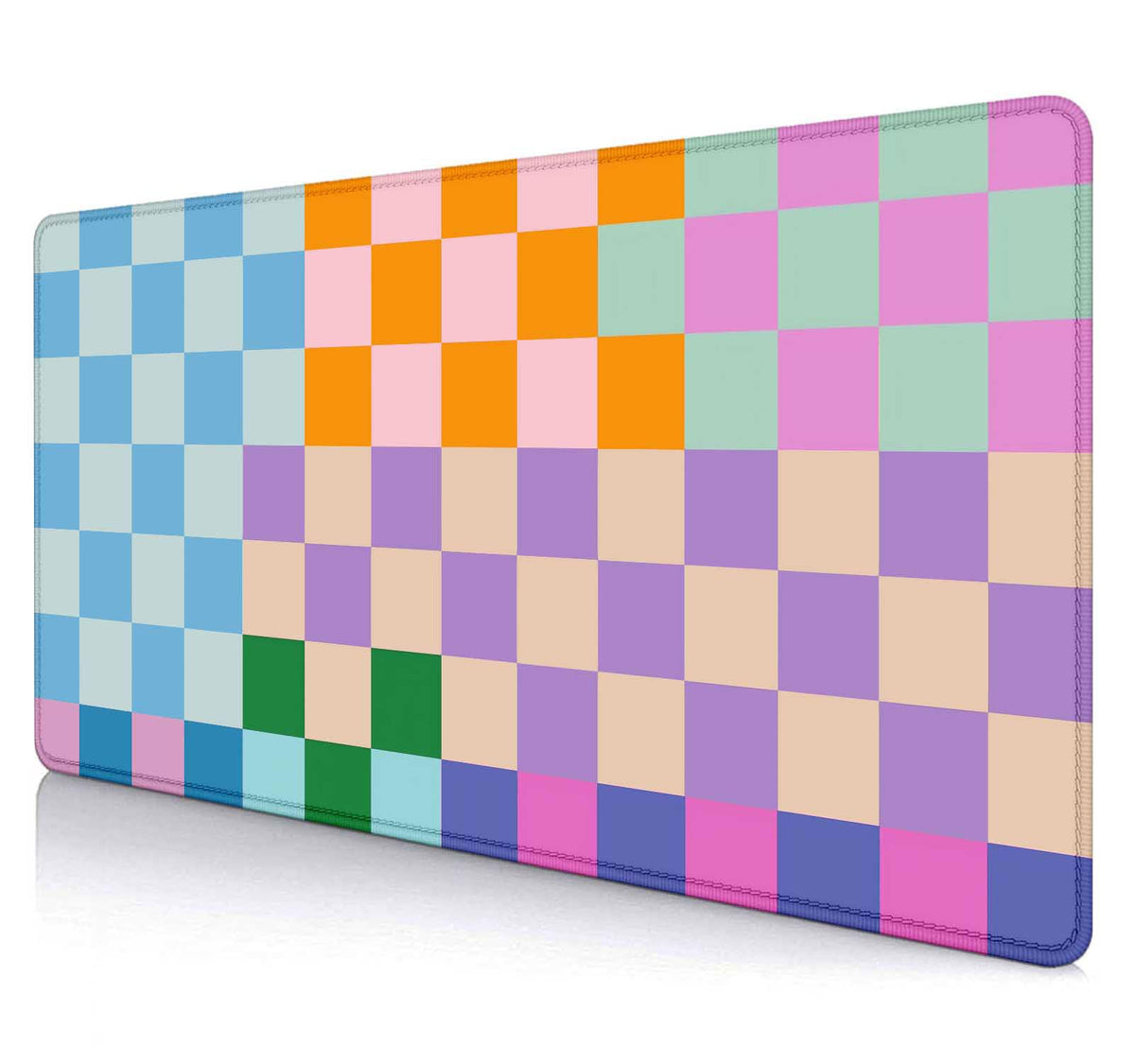 SXCKANG Colorful Checkered Desk Mat, Retro Purple Pink Blue Green XXL Large Mouse Pad, Aesthetic