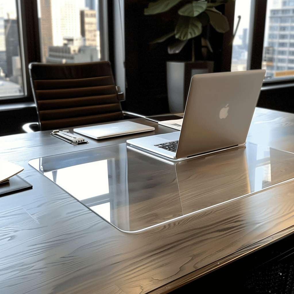 Nicoman Clear Desk Mat, Non-Slip PVC Desk Protector with Round Edge, Heat Resistant & Waterproof