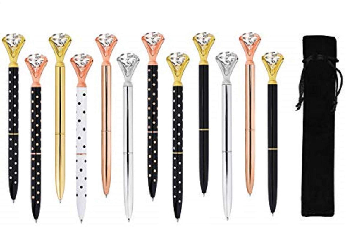ETCBUYS Diamond Gold Metal Pens - Ballpoint Pens for Bridesmaids Gifts, Gold Fancy Pens, Office