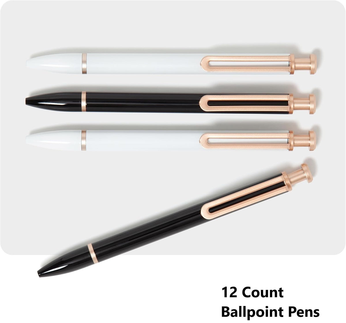 U Brands Monterey Ballpoint Pens, 12 Pack, Retractable, Black and White