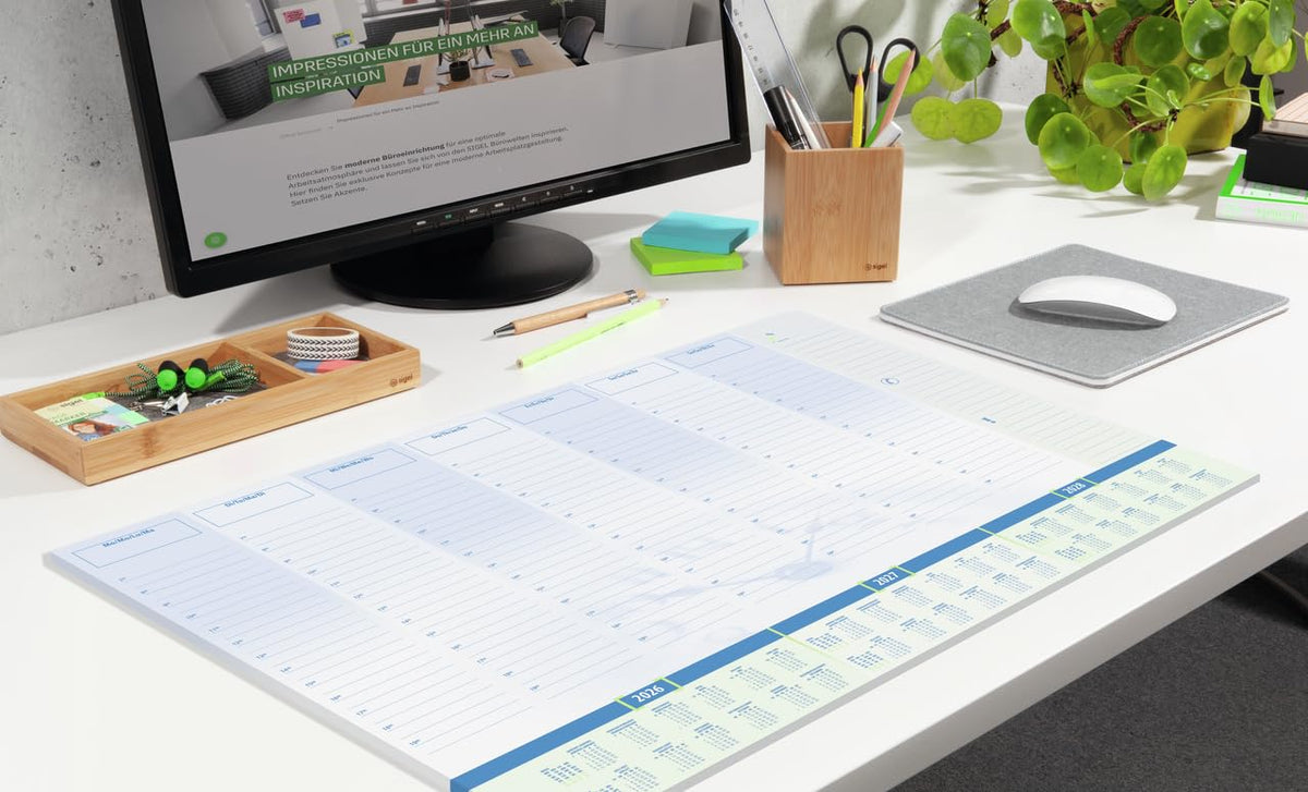 SIGEL Paper Desk Pad DIN A2 Calendar 2026-2028 Daily Plan