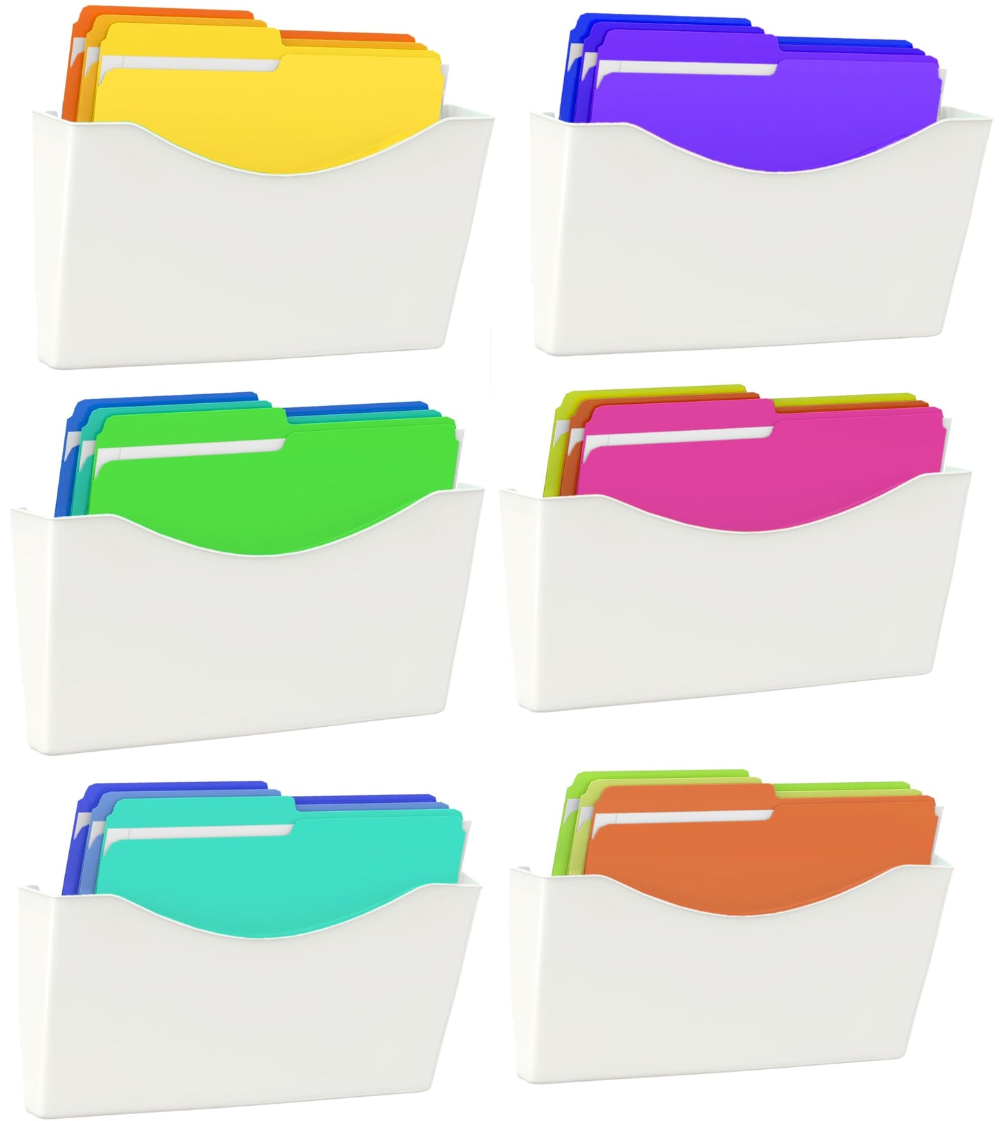 Kuntine.B 6 Pack White Single Pocket File Holder Hanging Wall Organizer, Wall Mount Mails Magazines
