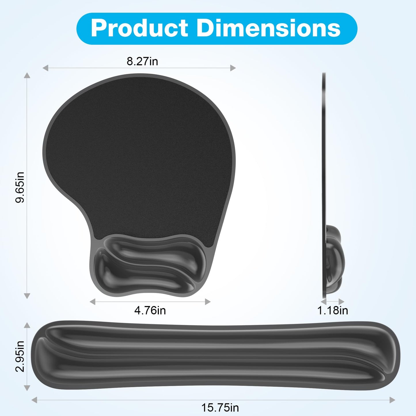 Laokiiy Gel Wrist Rest Mouse Pad Set, Ergonomic Support for Office Gaming