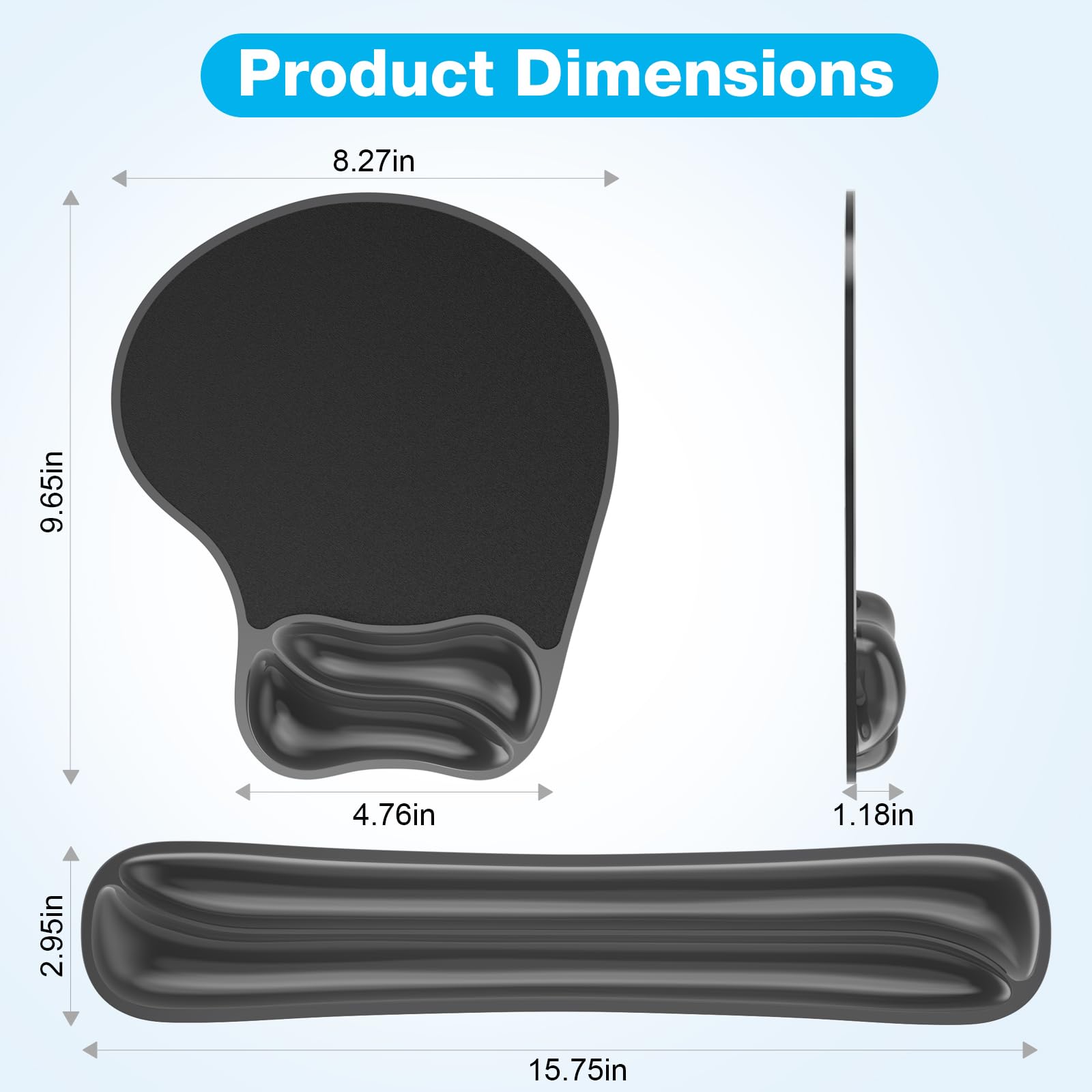 Laokiiy Gel Wrist Rest Mouse Pad Set, Ergonomic Support for Office Gaming