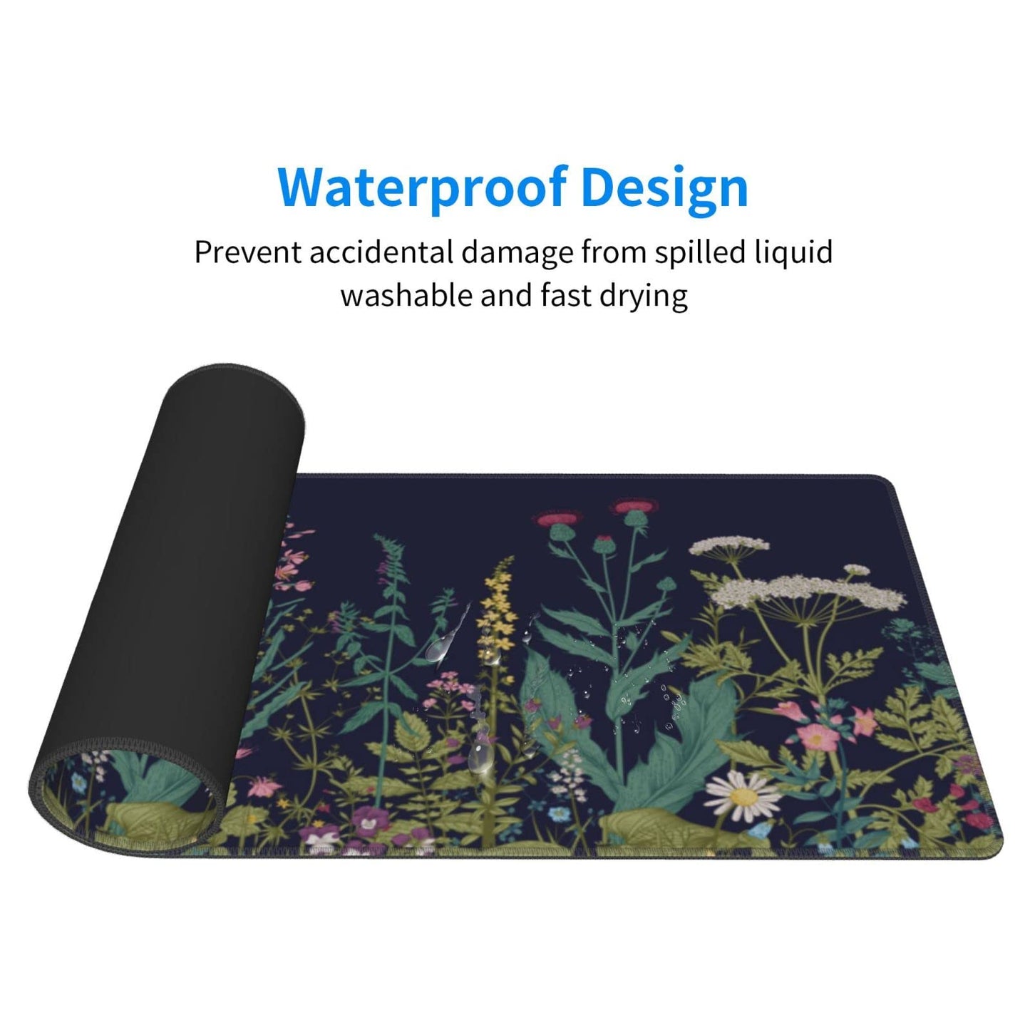 Flower Extended Gaming Mouse Pad Abstract Black Desk Mat 31.5x11.8 Inch Floral Texture Non-Slip