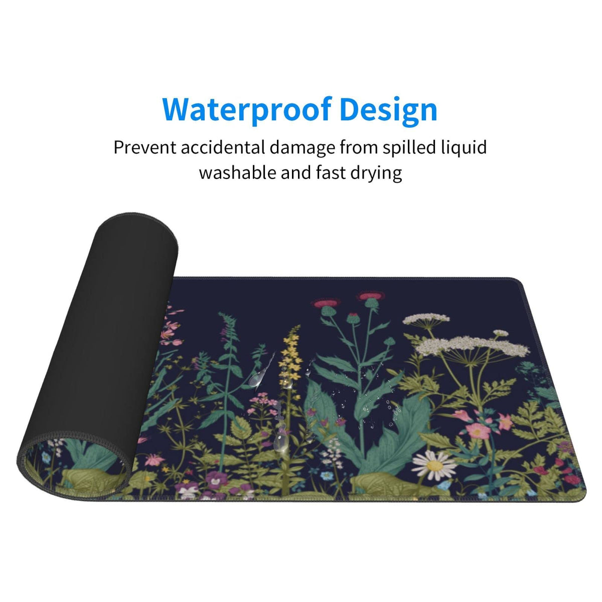 Flower Extended Gaming Mouse Pad Abstract Black Desk Mat 31.5x11.8 Inch Floral Texture Non-Slip