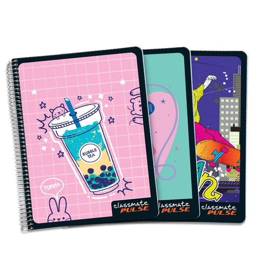 Classmate Pulse Long Book - 180 Pages | Single Line | 29.7cm x 21.0cm | Wiro Binding | Pack of 3