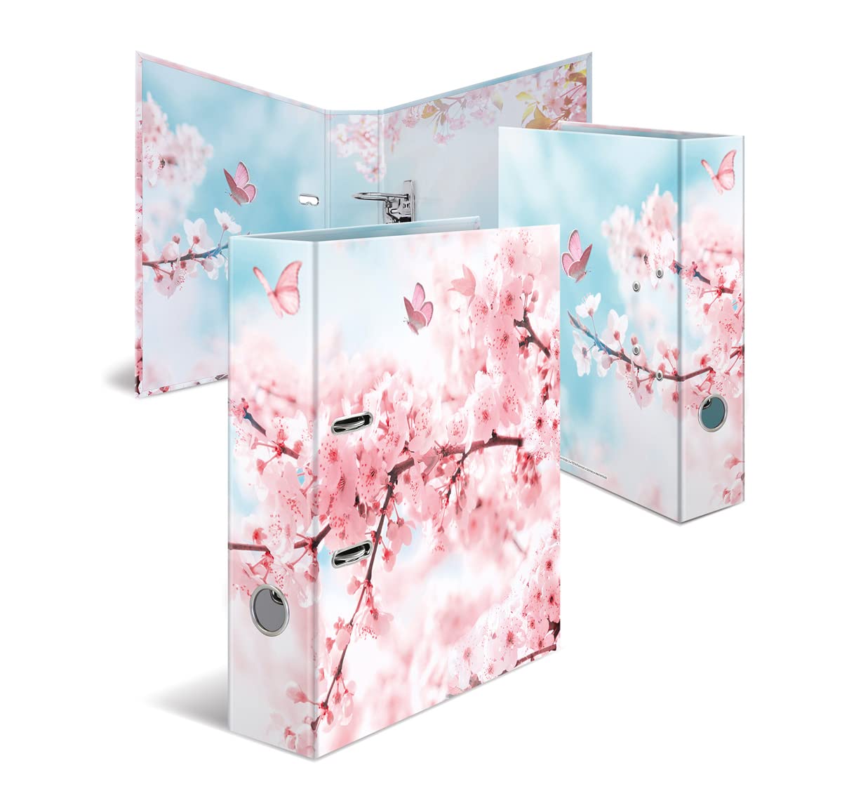 HERMA 19556 Folder A4 Flowers Cherry Blossom 7 cm Wide Sturdy Cardboard Coloured Outside and Inside