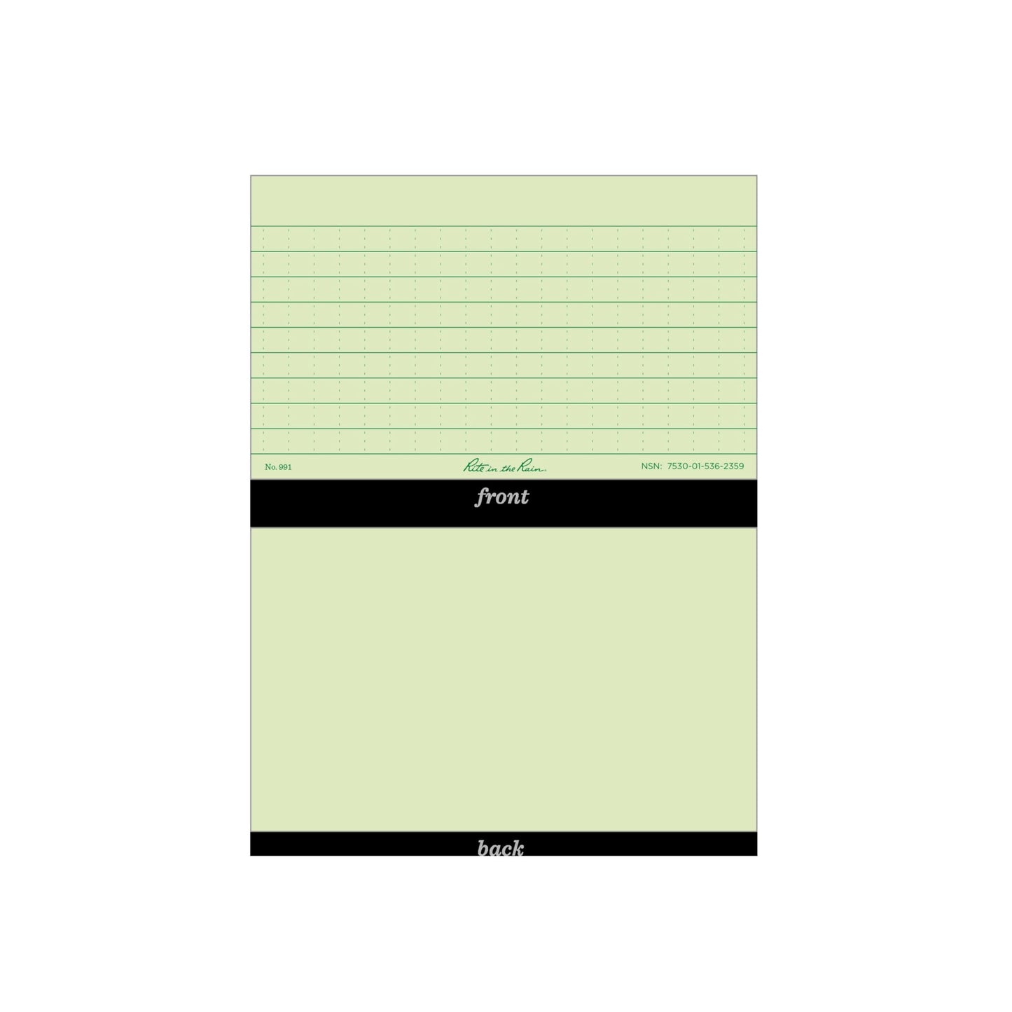 Rite in the Rain Weatherproof Index Cards, 3" x 5", Universal Pattern, Green (No. 991)