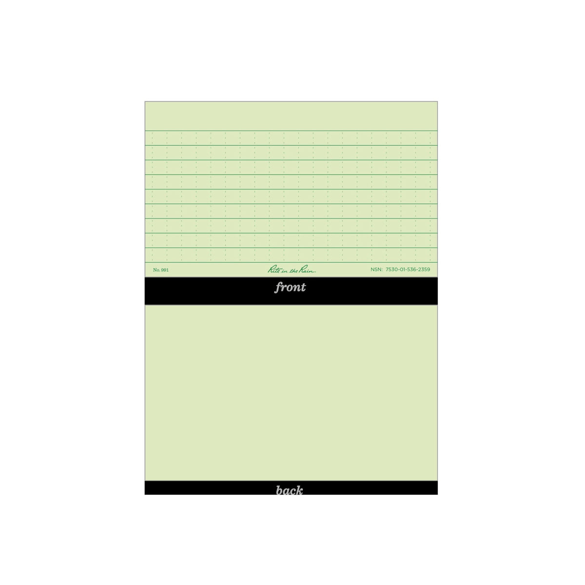 Rite in the Rain Weatherproof Index Cards, 3" x 5", Universal Pattern, Green (No. 991)