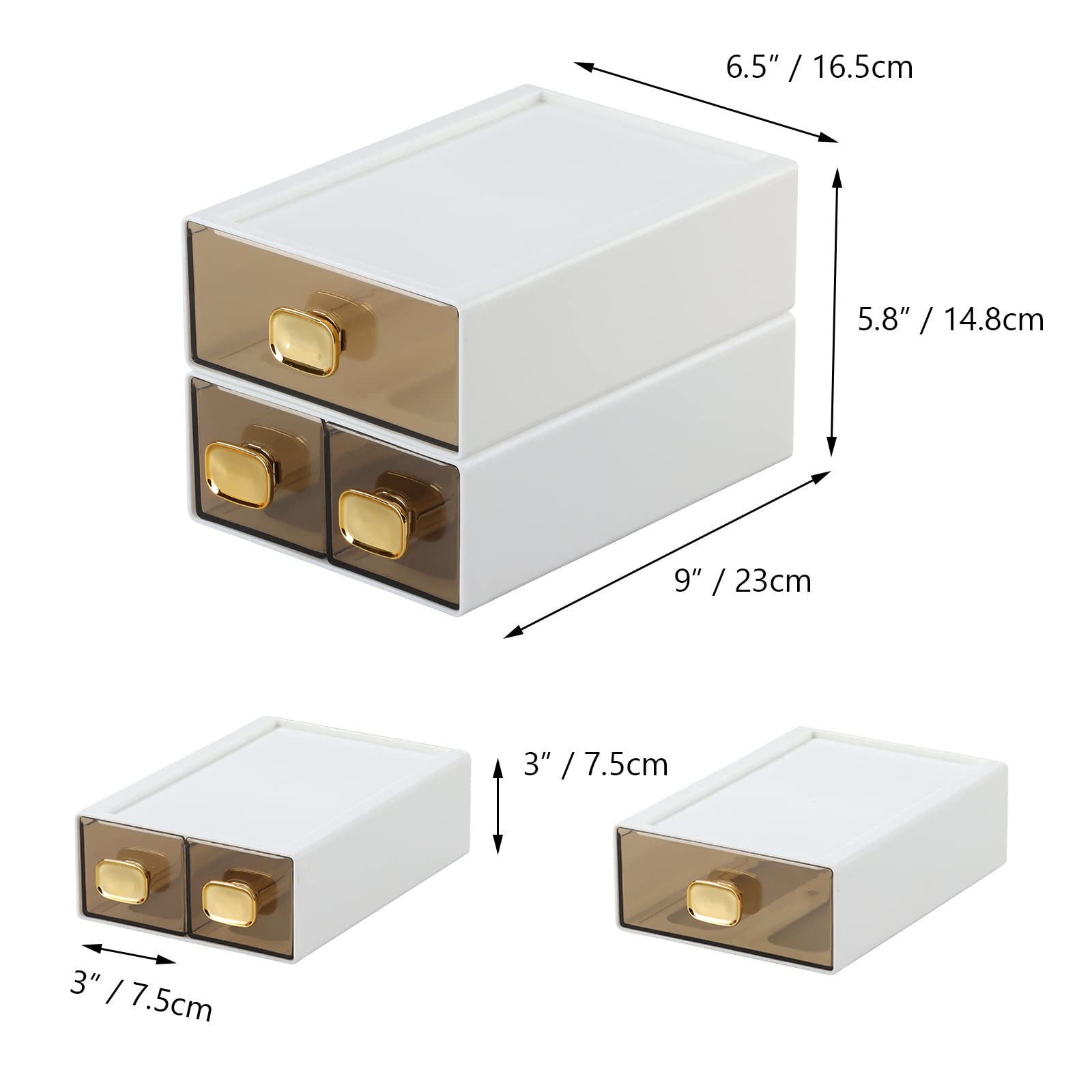 OSteed Desktop Storage Drawers, Stackable Countertop Organizer with Drawers