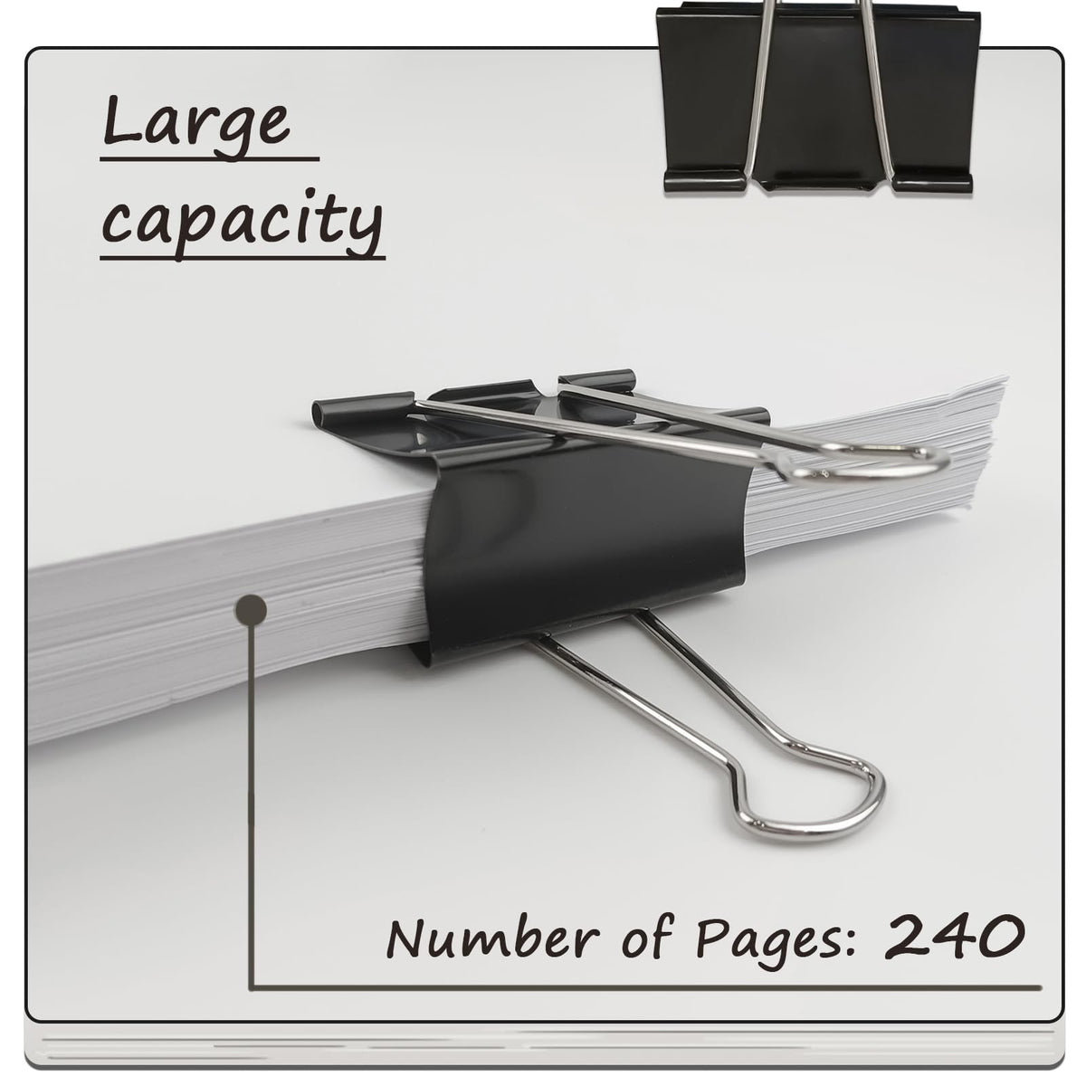 3-Inch Extra-Large DSTELIN Binder Clips - Heavy-Duty Black Paper Clamps, 75mm Width, 8-Count Set