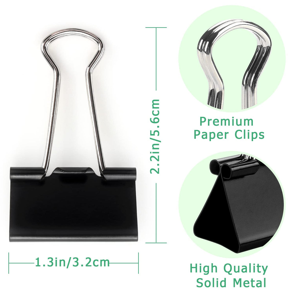 ZZTX 36 Pack Binder Clips 1.3 Inches Black