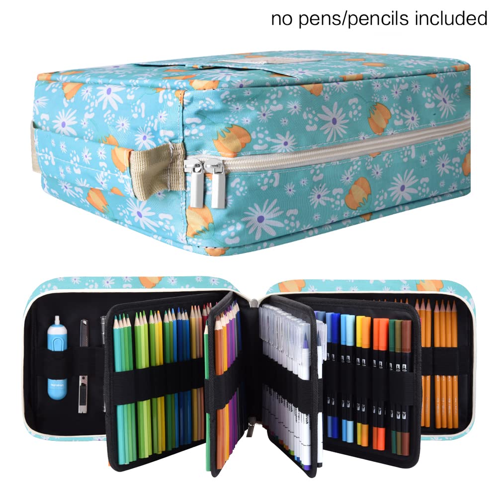 Pencil Case Holder Slot with Zipper Closure Large Capacity Pen Organizer