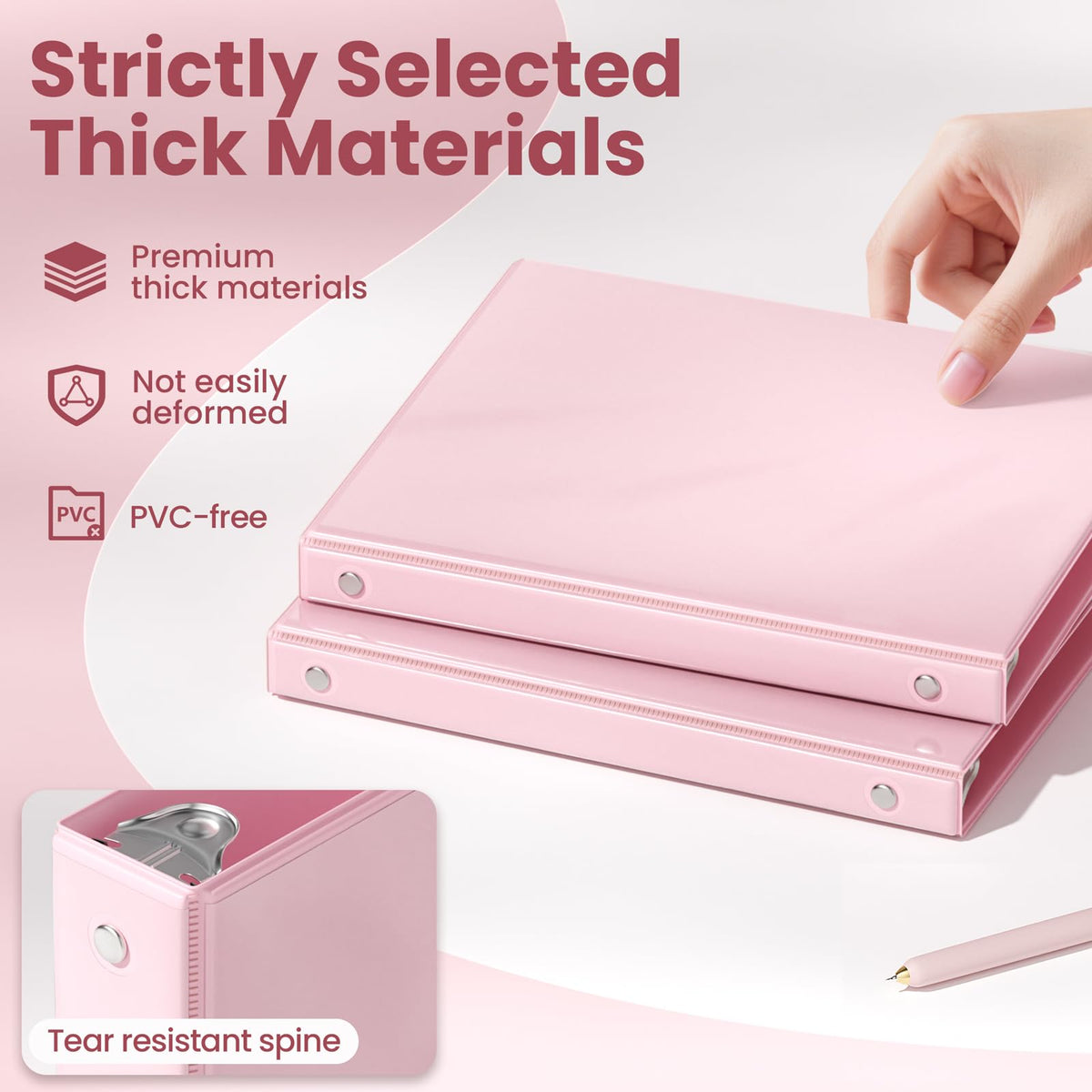SUNEE 1/2 Inch Binders 3 Ring 4 Pack, Half Inch Thin Binder Clear View Three Ring PVC-Free (Fit