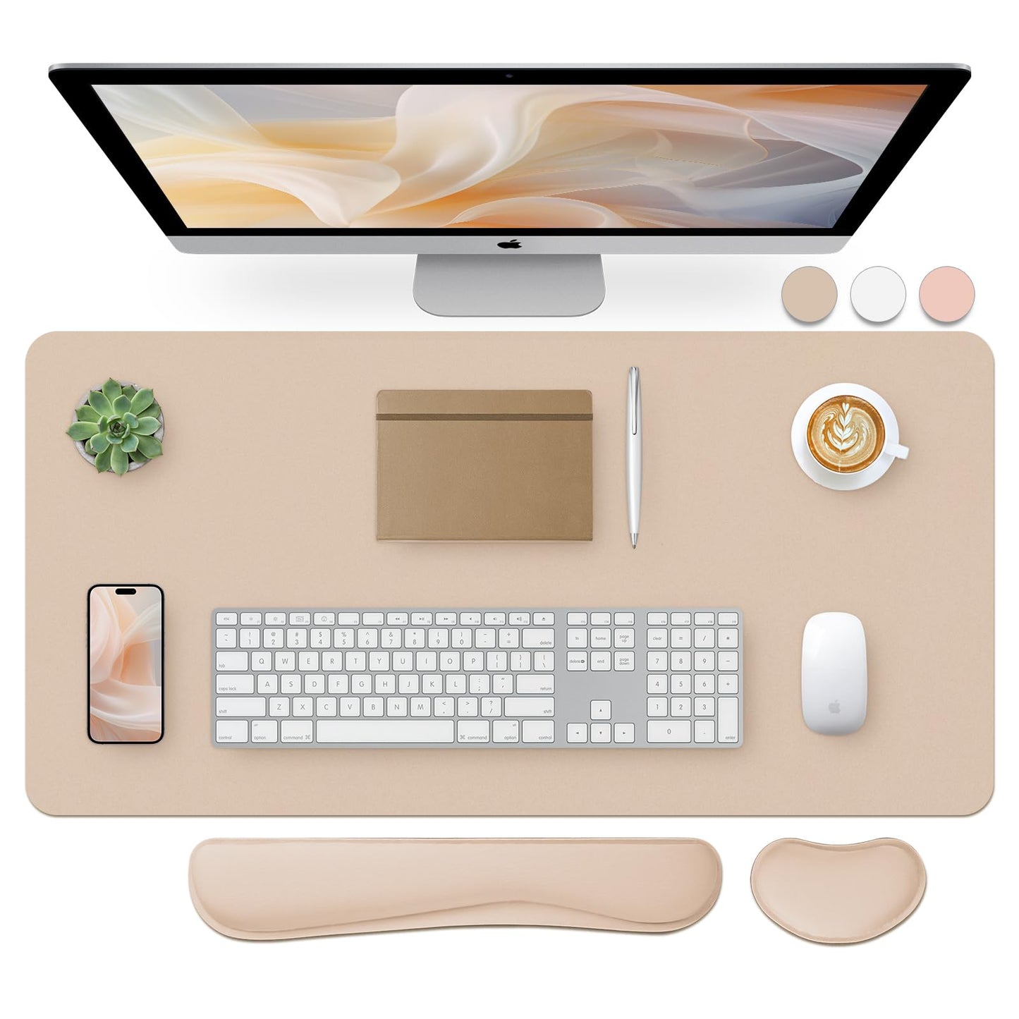 Bloss Leather Desk Pad and Keyboard Wrist Rest, Large Mouse Pad + Keyboard Pad+Mouse Wrist Support