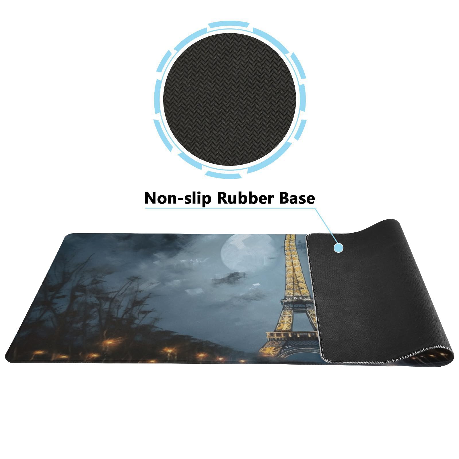 Paris Skyline Painting XXL Mouse Pad - Non-Slip Mouse Mat for Gaming & Work - Large 35.5 x 16 Inch