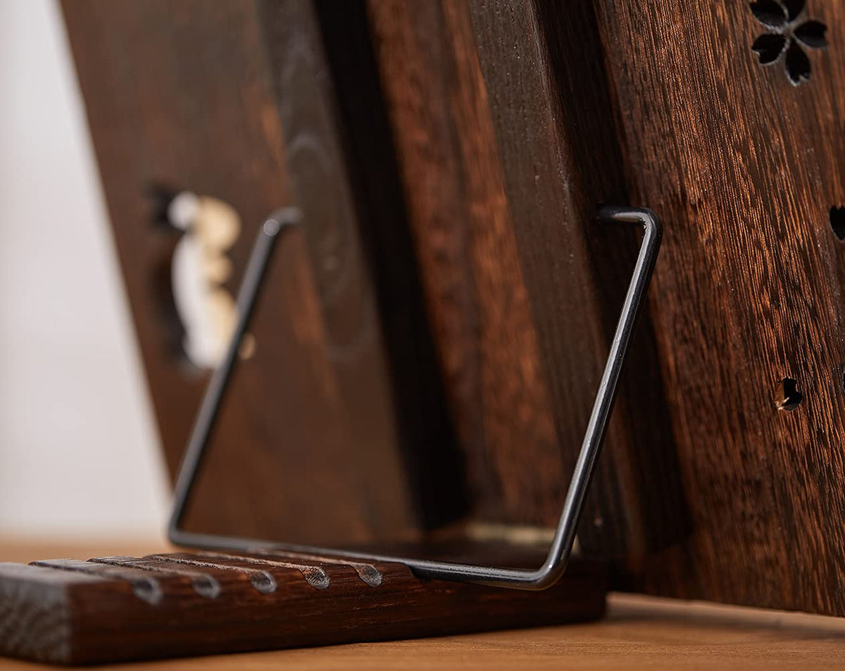 SINOBEST Book Stand with Page Clips, Foldable Reading Rest Holder, Portable Desk Bookrest