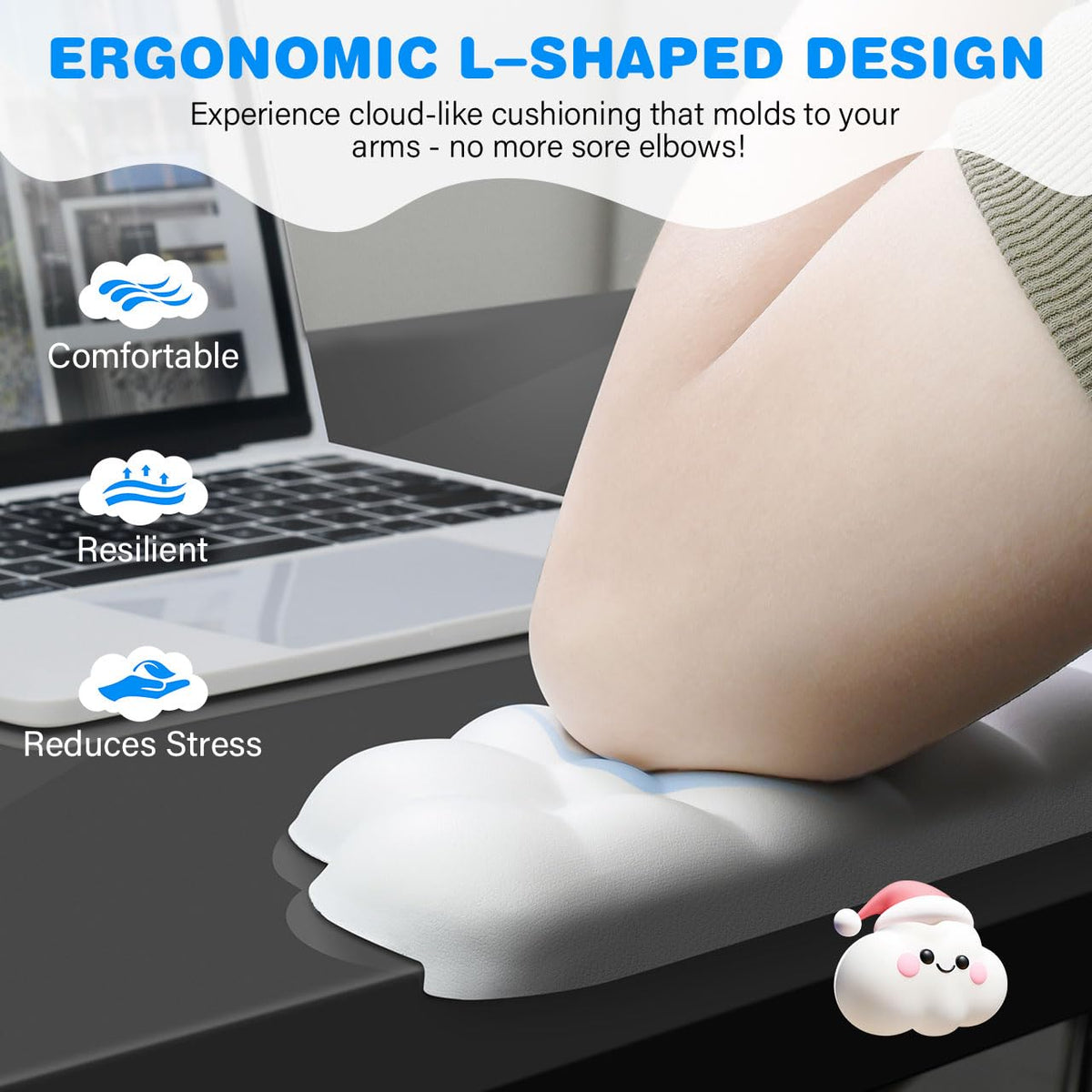 JIKIOU L-Shaped Desk Elbow Pad for Desk,Memory Foam Elbow Support Pad 2Pack