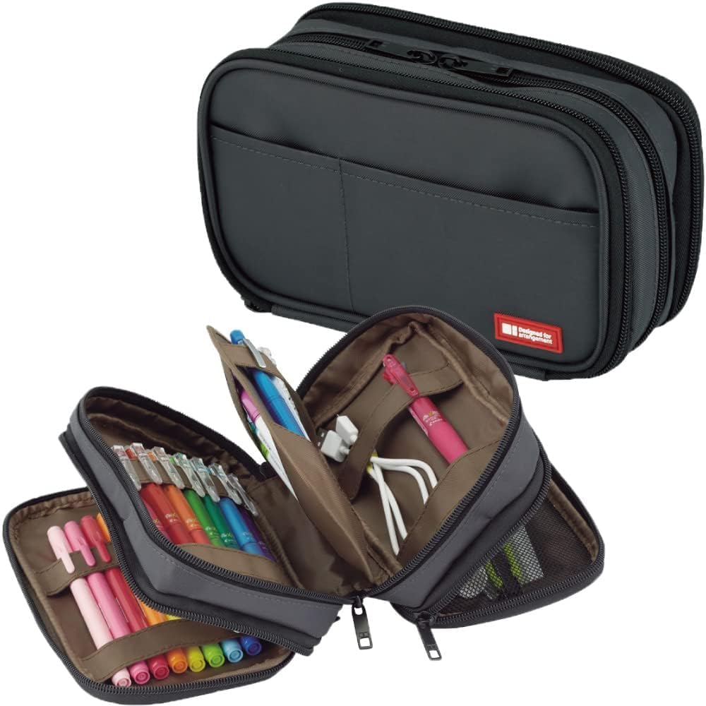 LIHITLAB Large Capacity Triple Zipper Pencil Case For School Office College, Big Capacity 8