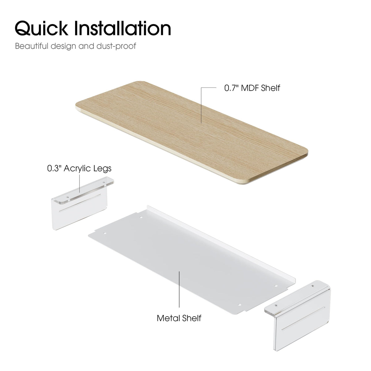 Fenge 23.6" Monitor Stand with Clear Acrylic Legs, Oak