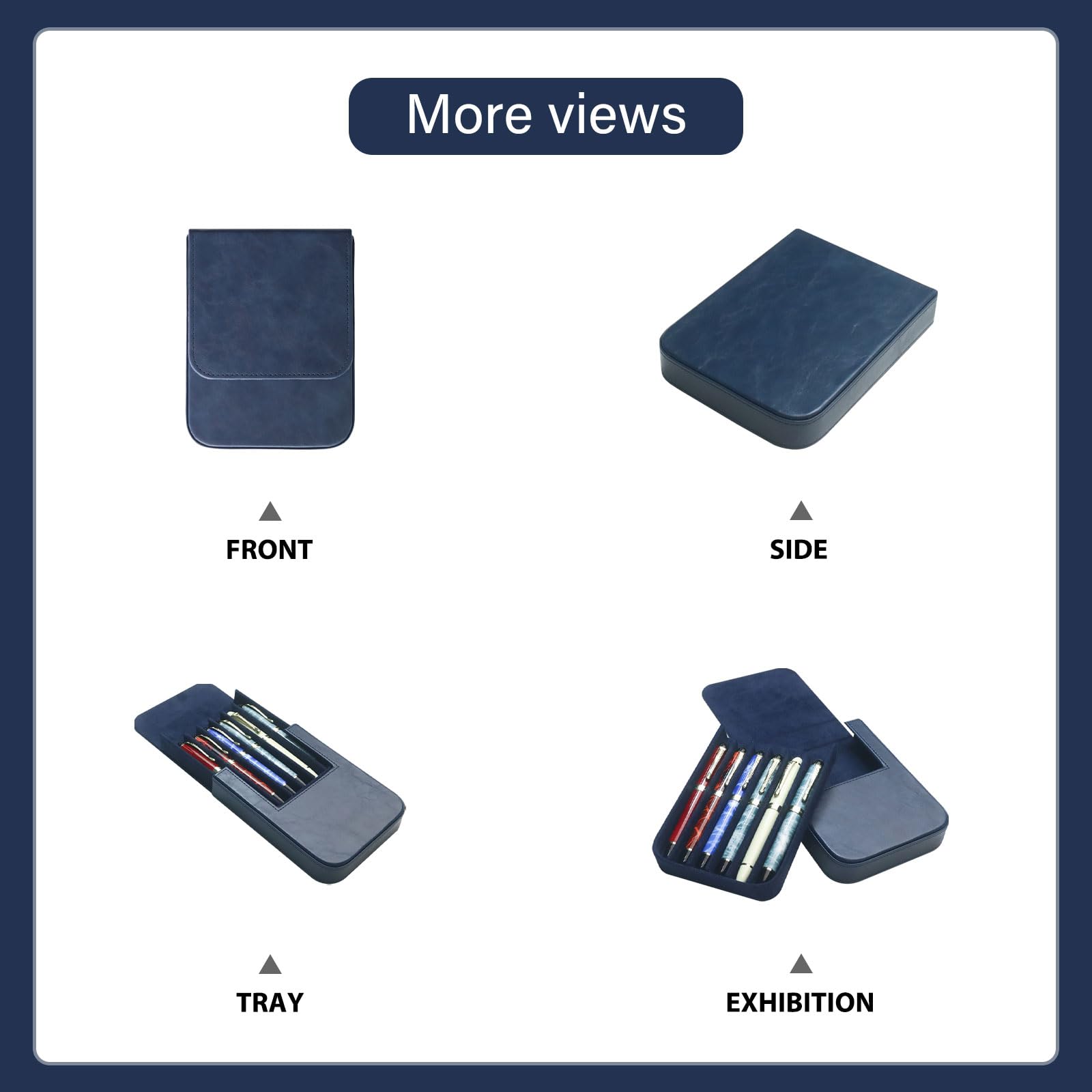 MIVLXLX 6 Slot Fountain Pen Case, Handmade Magnetic,Christmas Gift (blue)