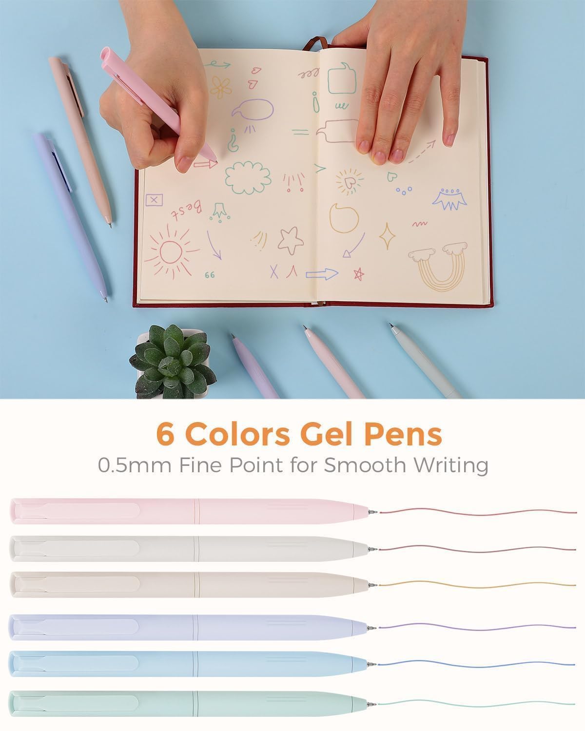 SKYDUE Cute School Supplies Kit, 38 PCS Aesthetic Stationery Set with Large Pencil Case, Pens