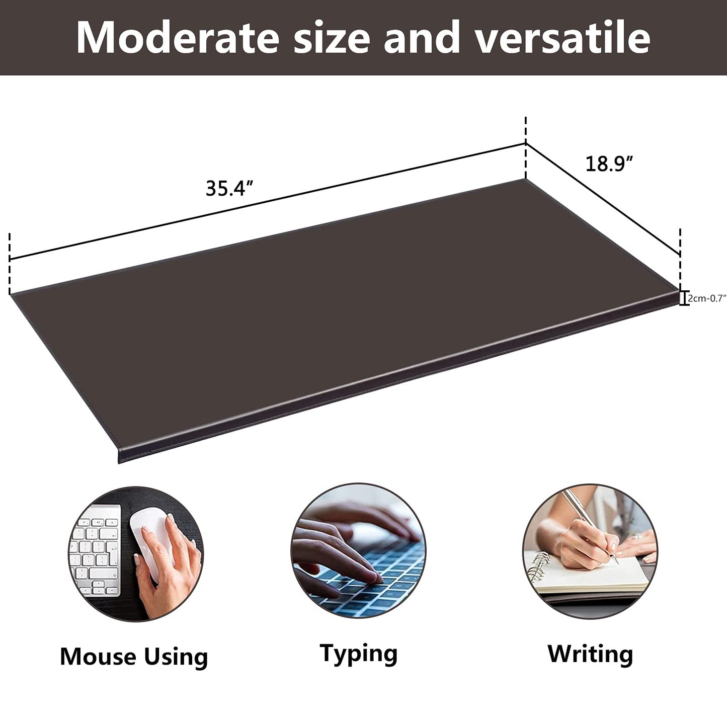 AKOZLIN 35.4"x 18.9" Soft PU Leather Surface Office Desk Mouse Mat Anti-Push Pad with Full Grip
