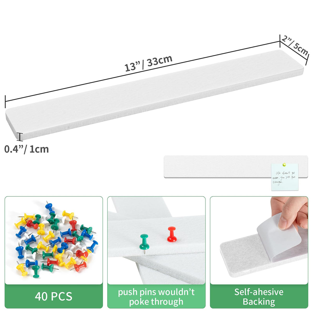 GoTiling Cork Board for Walls - 8 Pack Felt Pin Board Bar Strips - Self-Adhesive Lightweight