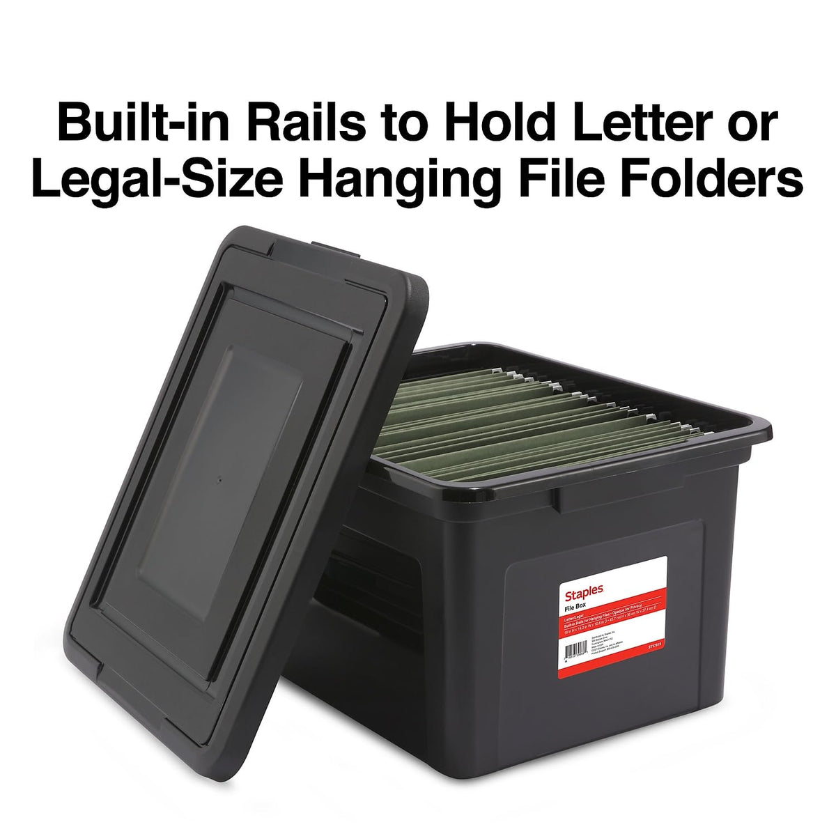 Staples Hanging File Folder Box, Storage Bin Organizer, Snap Lid