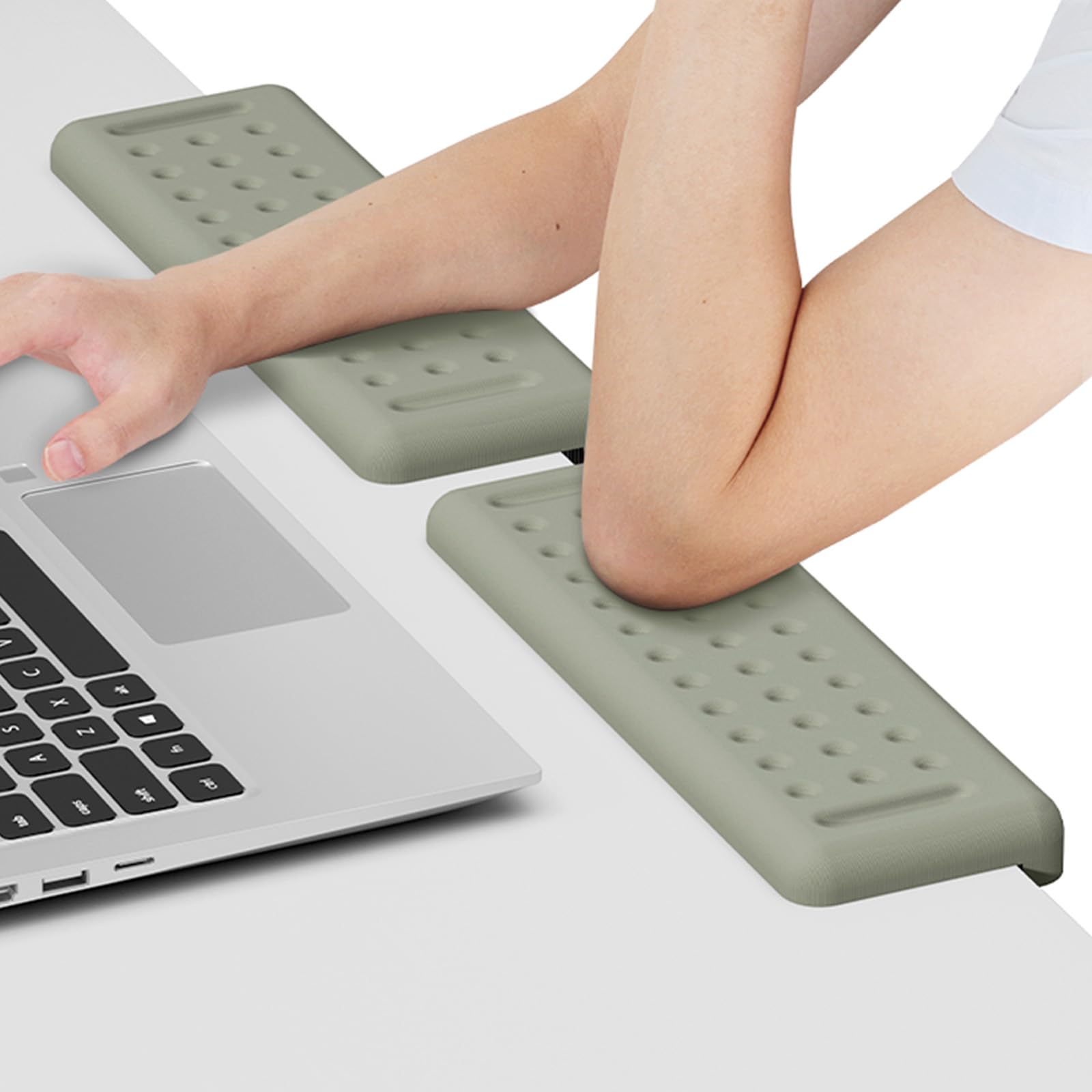 Leolee L-Shaped Desk Elbow Pads for Desk, Grey Memory Foam Arm Rest