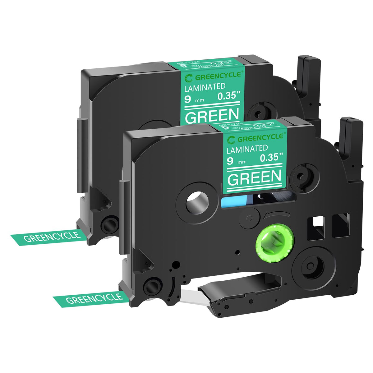 GREENCYCLE Compatible for Brother P-Touch Label Tape TZe-725 9mm 0.35" Laminated Green TZe725