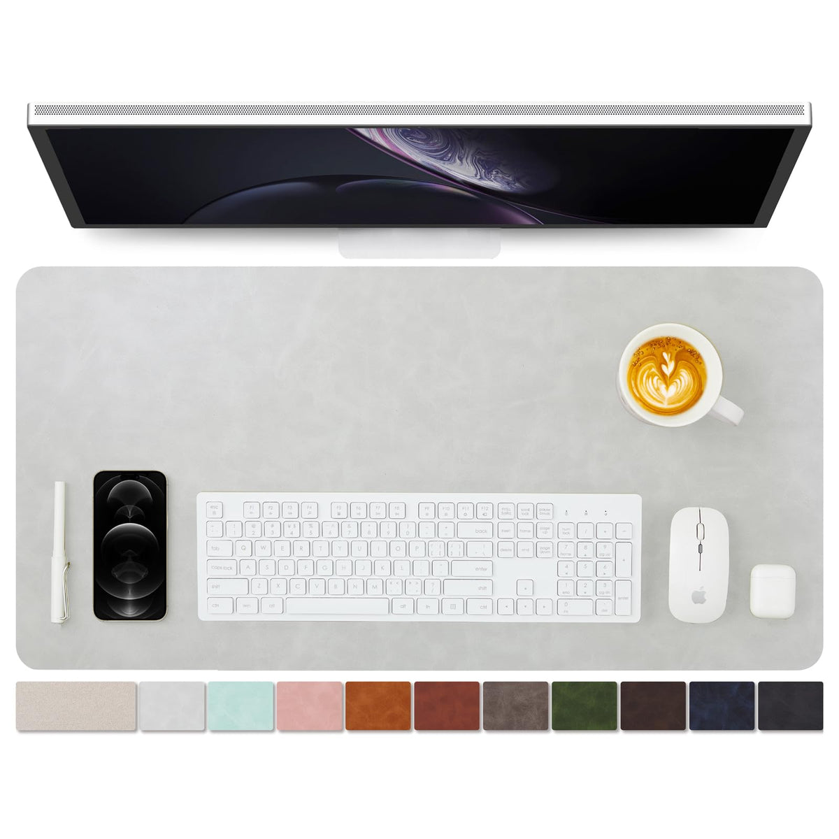 Distressed Leather Desk Mat - Non-Slip PU Desk Pad for Office and Home - Desk Organization and