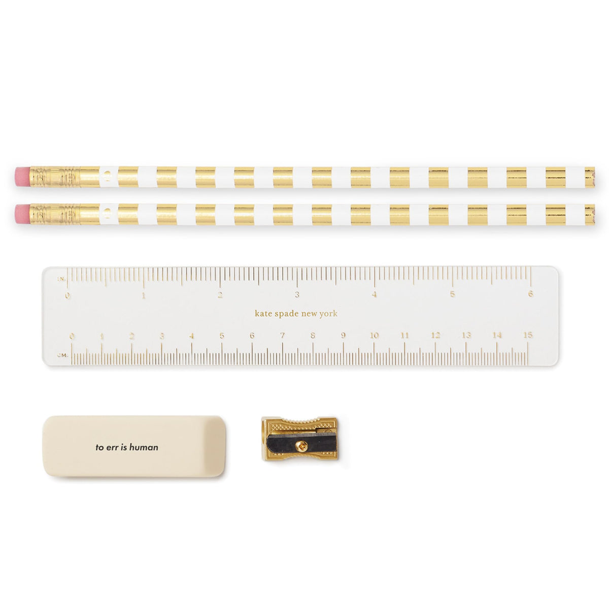 kate spade new york Pen and Pencil Case with Office Supplies, Zip Pouch Includes 2 Pencils